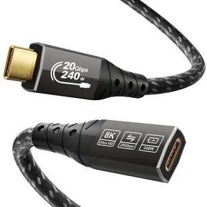 ZIKNYDO 8K USB C Extension 6.6FT (USB C Extender 20Gbps Data Transfer, Charging 240W) Video 4K@144Hz/ 60Hz USB 3.2 Type C Extension Cable for Thunderbolt 4, PSVR2, iPhone16, MacBook, Dell XPS, Switch ZIKNYDO 8K USB C Extension 6.6FT (USB C Extender 20Gbps Data Transfer, Charging 240W) Video 4K@144Hz/ 60Hz USB 3.2 Type C Extension Cable for Thunderbolt 4, PSVR2, iPhone16, MacBook, Dell XPS, Switch