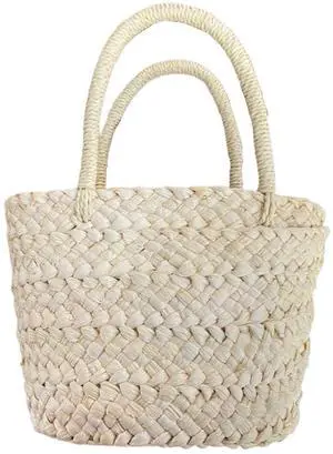 Summer Handmade Small Woven Bag Corn Husk Handbag Basket Straw Rattan Bag Parent-Child Children Straw Rattan Purse Summer Handmade Small Woven Bag Corn Husk Handbag Basket Straw Rattan Bag Parent-Child Children Straw Rattan Purse