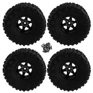 4pcs 122mm 1.9 Inch Metal Beadlock Wheel Rim Rubber Tire Set for 1/10 RC Crawler Car TRX4 D90 D110 SCX10 Black 4pcs 122mm 1.9 Inch Metal Beadlock Wheel Rim Rubber Tire Set for 1/10 RC Crawler Car TRX4 D90 D110 SCX10 Black