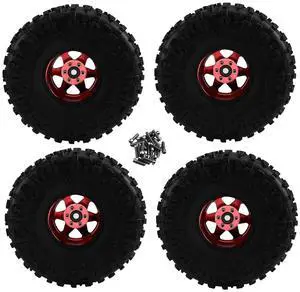 4pcs 122mm 1.9 Inch Metal Beadlock Wheel Rim Rubber Tire Set for 1/10 RC Crawler Car TRX4 D90 D110 SCX10 Red 4pcs 122mm 1.9 Inch Metal Beadlock Wheel Rim Rubber Tire Set for 1/10 RC Crawler Car TRX4 D90 D110 SCX10 Red