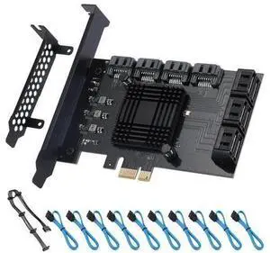 ACTIMED PCI-E X1 to SATA 3.0 Controller Card, 10-Port SATA III 6Gbps Expansion Cards, Supports PCI-Express (1X 4X 8X 16X) Slot, Support SSD and HDD, for Windows/XP/MAC/Linux ACTIMED PCI-E X1 to SATA 3.0 Controller Card, 10-Port SATA III 6Gbps Expansion Cards, Supports PCI-Express (1X 4X 8X 16X) Slot, Support SSD and HDD, for Windows/XP/MAC/Linux