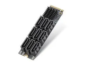 M.2 to SATA 3.0 Adapter, M.2 M Key PCIE to 9-Port SATA Expansion Card 6Gbps with Chipset ASM1166 and LED Indicators M.2 to SATA 3.0 Adapter, M.2 M Key PCIE to 9-Port SATA Expansion Card 6Gbps with Chipset ASM1166 and LED Indicators