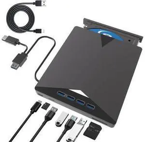 Multi-Function External Blu-ray Drive, 7 in 1 External Blu Ray Drive USB 3.0 & Type-C DVD/BD Player Blu Ray Burner Writer, Portable Slim Bluray Drive for Laptop PC Desktop Windows 11 10 Mac OS Multi-Function External Blu-ray Drive, 7 in 1 External Blu Ray Drive USB 3.0 & Type-C DVD/BD Player Blu Ray Burner Writer, Portable Slim Bluray Drive for Laptop PC Desktop Windows 11 10 Mac OS