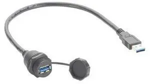 IP67 USB 3.0 A Connection Extension Cable Type A Male to Female Flush Panel Mount Bulkhead 5Gbps Data Transfer Compatible IFM E70453 for Control Cabinet HMI Automation Systems (0.3M/0.98FT) IP67 USB 3.0 A Connection Extension Cable Type A Male to Female Flush Panel Mount Bulkhead 5Gbps Data Transfer Compatible IFM E70453 for Control Cabinet HMI Automation Systems (0.3M/0.98FT)