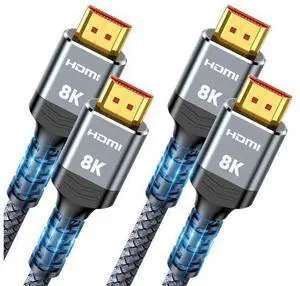 Vszerda 8K 2.1 HDMI Cable 3.3FT/1M 2-Pack, 48Gbps High Speed HDMI Braided Nylon Cord-4K120 144Hz 8K60Hz RTX 3090 eARC HDR10 4:4:4 HDCP 2.2&2.3 QMS VRR,Compatible for Laptop,Monitor,Roku TV,HDTV Vszerda 8K 2.1 HDMI Cable 3.3FT/1M 2-Pack, 48Gbps High Speed HDMI Braided Nylon Cord-4K120 144Hz 8K60Hz RTX 3090 eARC HDR10 4:4:4 HDCP 2.2&2.3 QMS VRR,Compatible for Laptop,Monitor,Roku TV,HDTV