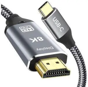 Vszerda USB C to HDMI 2.1 Cable,6FT, 8K@60Hz 4K@120Hz,Thunderbolt 4/5 to HDMIType C Compatible with MacBook Pro M4,M3, iPad, iPhone 16Pro, HDCP 2.3 & HDR10, 48Gbps, Galaxy Gaming Monitor Vszerda USB C to HDMI 2.1 Cable,6FT, 8K@60Hz 4K@120Hz,Thunderbolt 4/5 to HDMIType C Compatible with MacBook Pro M4,M3, iPad, iPhone 16Pro, HDCP 2.3 & HDR10, 48Gbps, Galaxy Gaming Monitor
