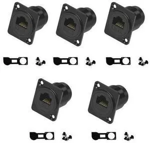 Vszerda RJ45 Panel Mount Adapter - 8P8C Female-to-Female Connector, Compatible with CAT6A/CAT6/CAT5E/CAT5, XLR/D-Panel Mountable, Network Port Extender for LAN (5 Packs) Vszerda RJ45 Panel Mount Adapter - 8P8C Female-to-Female Connector, Compatible with CAT6A/CAT6/CAT5E/CAT5, XLR/D-Panel Mountable, Network Port Extender for LAN (5 Packs)