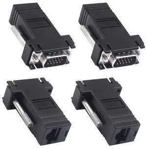 Vszerda VGA Extender Over Ethernet Adapter, 4-Pack VGA to RJ45 Adapter 15 Pin Male Plug to CAT5 CAT6 Female Network Cable Extender Adapter for Multimedia Video Vszerda VGA Extender Over Ethernet Adapter, 4-Pack VGA to RJ45 Adapter 15 Pin Male Plug to CAT5 CAT6 Female Network Cable Extender Adapter for Multimedia Video