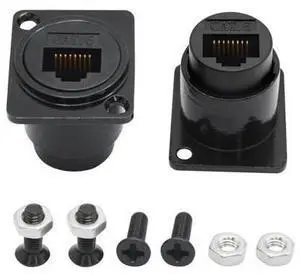 Vszerda 2Pcs RJ45 Panel Mount Connector, D-Type RJ45 Cat6 Female to Female Through Socket with Install Screw, Ethernet Extension Coupler Adapter Vszerda 2Pcs RJ45 Panel Mount Connector, D-Type RJ45 Cat6 Female to Female Through Socket with Install Screw, Ethernet Extension Coupler Adapter