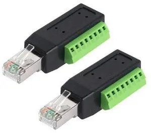 Vszerda RJ45 Screw Terminal Breakout Board Adapter, 90 Degree RJ45 Screw Terminal Connector, Network Ethernet Adapter 8P8C Male to 8 Pin AV Extender for CCTV, Cat5, Cat6 (2-Pack) Vszerda RJ45 Screw Terminal Breakout Board Adapter, 90 Degree RJ45 Screw Terminal Connector, Network Ethernet Adapter 8P8C Male to 8 Pin AV Extender for CCTV, Cat5, Cat6 (2-Pack)