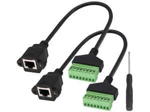 Vszerda RJ45 Screw Terminal Connector Cable RJ45 Female to 8 Pin Solderless Wire Screw Terminal Network Connector RJ45/8P 8C Ethernet Cable for AV CCTV DVR etc in-Line Coupler.(30cm/2Pack) Vszerda RJ45 Screw Terminal Connector Cable RJ45 Female to 8 Pin Solderless Wire Screw Terminal Network Connector RJ45/8P 8C Ethernet Cable for AV CCTV DVR etc in-Line Coupler.(30cm/2Pack)