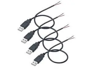 Vszerda 4Pcs USB A Male 2 Pin Bare Wire 30CM, 5V/3A 2 Pin Pigtail Open End Power Cable, for USB Equipment Installed or Replace Repair DIY Cable Vszerda 4Pcs USB A Male 2 Pin Bare Wire 30CM, 5V/3A 2 Pin Pigtail Open End Power Cable, for USB Equipment Installed or Replace Repair DIY Cable