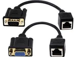 Vszerda RJ45 to VGA Cable, VGA 15-Pin Port Female&Male to RJ45 Female Cat5/6 Ethernet LAN Console for Multimedia Video15CM/6Inch 2Pack Vszerda RJ45 to VGA Cable, VGA 15-Pin Port Female&Male to RJ45 Female Cat5/6 Ethernet LAN Console for Multimedia Video15CM/6Inch 2Pack