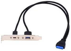 Vszerda High Speed USB3.0 Motherboard 19/20Pin to USB-C Type-C & USB 3.0 Dual Ports Female PCI-E Back Panel 5Gbps Cable 50cm Vszerda High Speed USB3.0 Motherboard 19/20Pin to USB-C Type-C & USB 3.0 Dual Ports Female PCI-E Back Panel 5Gbps Cable 50cm