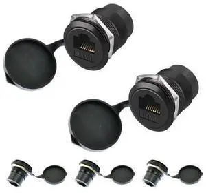 Vszerda RJ45 CAT6 Panel Mount Adapter Female-to-Female Ethernet Pass-Through Connector, 10 Gbps Bulkhead Interface Adapter, XLR/D-Panel Mountable with Waterproof & Dustproof Cover (5-Pack Black) Vszerda RJ45 CAT6 Panel Mount Adapter Female-to-Female Ethernet Pass-Through Connector, 10 Gbps Bulkhead Interface Adapter, XLR/D-Panel Mountable with Waterproof & Dustproof Cover (5-Pack Black)