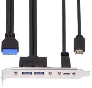 Vszerda 10Gbps Motherboard 19/20Pin USB3.0 & Type-E to USB-C Type-C & USB 3.0 Dual Ports Female PCI-E Back Panel 5Gbps Cable 50cm Vszerda 10Gbps Motherboard 19/20Pin USB3.0 & Type-E to USB-C Type-C & USB 3.0 Dual Ports Female PCI-E Back Panel 5Gbps Cable 50cm
