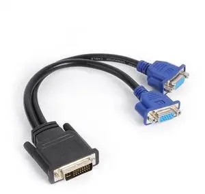 Vszerda DVI to 2X VGA Splitter Cable, Black, Supports Multiple Audio Formats, Connects 1 DVI Device to 2 Monitors/Projects Vszerda DVI to 2X VGA Splitter Cable, Black, Supports Multiple Audio Formats, Connects 1 DVI Device to 2 Monitors/Projects