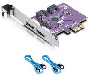Vszerda 2 Port eSATA3.0 or 2 Port SATA3.0 Non-Raid Controller Card, X1, with 2 SATA Cable, Support SSD and HDD Vszerda 2 Port eSATA3.0 or 2 Port SATA3.0 Non-Raid Controller Card, X1, with 2 SATA Cable, Support SSD and HDD