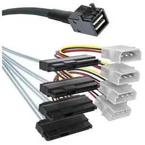 Vszerda Internal Mini SAS HD SFF-8643 to 4xSFF-8482 Fan-Out SAS Cable with IDE Molex SATA Power for Raid Controller to Hard Drive, 12Gb/s, 1-m(3.3 ft) Vszerda Internal Mini SAS HD SFF-8643 to 4xSFF-8482 Fan-Out SAS Cable with IDE Molex SATA Power for Raid Controller to Hard Drive, 12Gb/s, 1-m(3.3 ft)