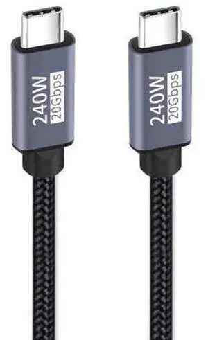 Vszerda USB-C Cable Male to Male USB3.2 20Gbps 240W 8K 5K 4K USB4.0 Sleeve Braid Hyper Super Coiled Type-C Fast Charging Cord 2m Vszerda USB-C Cable Male to Male USB3.2 20Gbps 240W 8K 5K 4K USB4.0 Sleeve Braid Hyper Super Coiled Type-C Fast Charging Cord 2m