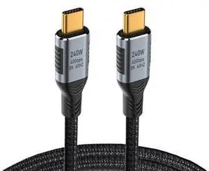 Vszerda USB-C USB4 Cable 240W 40Gbps USB3.1 100W 8K@60Hz 5K USB4.0 Data Transfer Cord Compatible with Thunderbolt3/4 0.2M Vszerda USB-C USB4 Cable 240W 40Gbps USB3.1 100W 8K@60Hz 5K USB4.0 Data Transfer Cord Compatible with Thunderbolt3/4 0.2M