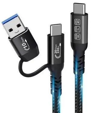 Vszerda USB C Cable,USbC 3.2 Gen 2X2 20Gbps,Multi Functional 2in1 USB A to Type C 8K@60Hz UHD Video 5A/240W PD3.1 Fast Charge Cord Compatible with Thunderbolt 3/4 MacBook Pro Samsung (USB C 200CM) Vszerda USB C Cable,USbC 3.2 Gen 2X2 20Gbps,Multi Functional 2in1 USB A to Type C 8K@60Hz UHD Video 5A/240W PD3.1 Fast Charge Cord Compatible with Thunderbolt 3/4 MacBook Pro Samsung (USB C 200CM)
