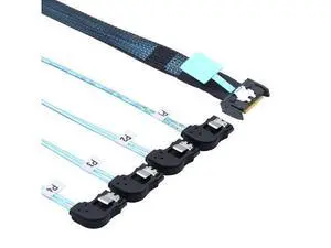 Vszerda PCIE Slimline Mini SAS MCIO SFF-8654 38P to 4X SATA Left Angle Hard Drive Cable 50CM Vszerda PCIE Slimline Mini SAS MCIO SFF-8654 38P to 4X SATA Left Angle Hard Drive Cable 50CM