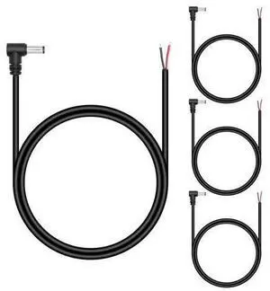 Vszerda 4Pcs DC 5.5mm x 2.1mm Male Plug Power Pigtail Wire 1M/3FT,18AWG 90 Degree Right Angle DC5521 Male Plug Jack to 2 Pin Bare Wire Open End Power Cable,for DC Power Supply Cable Repair Replacement Vszerda 4Pcs DC 5.5mm x 2.1mm Male Plug Power Pigtail Wire 1M/3FT,18AWG 90 Degree Right Angle DC5521 Male Plug Jack to 2 Pin Bare Wire Open End Power Cable,for DC Power Supply Cable Repair Replacement
