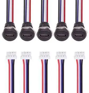 Vszerda DIY OEM 5pcs Type C Female Socket to 4Pin Header 24AWG Cable Pitch=2.0mm Panel Mount Type DC 5V Power Data Vszerda DIY OEM 5pcs Type C Female Socket to 4Pin Header 24AWG Cable Pitch=2.0mm Panel Mount Type DC 5V Power Data