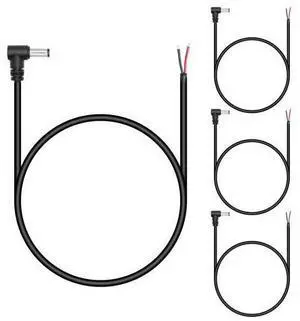 4Pcs DC 5.5mm x 2.1mm Male Plug Power Pigtail Wire 0.5M/1.6FT,18AWG 90 Degree Right Angle DC5521 Male Plug Jack to 2 Pin Bare Wire Open End Power Cable,for DC Power Supply Cable Repair Replacement 4Pcs DC 5.5mm x 2.1mm Male Plug Power Pigtail Wire 0.5M/1.6FT,18AWG 90 Degree Right Angle DC5521 Male Plug Jack to 2 Pin Bare Wire Open End Power Cable,for DC Power Supply Cable Repair Replacement