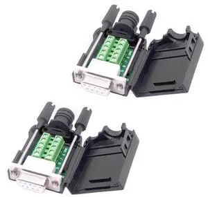 Vszerda DB9 Female Solderless Connector Breakout Board RS232 D-SUB 9 Pin Serial Adapter Terminal Block with Case-2 Packs (Female) Vszerda DB9 Female Solderless Connector Breakout Board RS232 D-SUB 9 Pin Serial Adapter Terminal Block with Case-2 Packs (Female)
