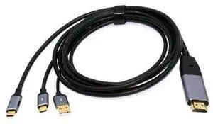 Vszerda Reversed HDMI to USB-C Cable 4K, HDMI Type-A Source to Type-C Male Touch Screen Displays HDTV Cord for Laptop Monitor 2.0m/6.56ft Vszerda Reversed HDMI to USB-C Cable 4K, HDMI Type-A Source to Type-C Male Touch Screen Displays HDTV Cord for Laptop Monitor 2.0m/6.56ft