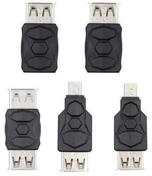 Vszerda Micro USB 2.0 OTG Mini USB 5Pin Type-A Male to Female Extension Adapter, Support Charging and Data Sync, Black, Pack of 5pcs Vszerda Micro USB 2.0 OTG Mini USB 5Pin Type-A Male to Female Extension Adapter, Support Charging and Data Sync, Black, Pack of 5pcs