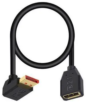 Vszerda 16K Displayport 2.1 Cable 1.5FT, 90 Degree Up Angle Displayport Extension Cable, 54Gbps DP Support for 16K@30Hz, 8K@120Hz, 4K@240Hz 165Hz, HDR, HDCP,Gaming Monitor, TV, Graphics Vszerda 16K Displayport 2.1 Cable 1.5FT, 90 Degree Up Angle Displayport Extension Cable, 54Gbps DP Support for 16K@30Hz, 8K@120Hz, 4K@240Hz 165Hz, HDR, HDCP,Gaming Monitor, TV, Graphics