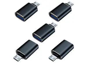 Vszerda 5 Pack Micro USB to USB OTG Adapter, USB A to Micro USB, Compatible with S7 LG, Mouse, Flash Drive, Keyboard, Game Controller, Black Vszerda 5 Pack Micro USB to USB OTG Adapter, USB A to Micro USB, Compatible with S7 LG, Mouse, Flash Drive, Keyboard, Game Controller, Black