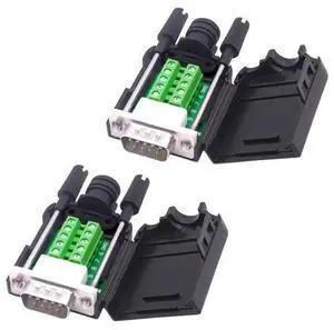Vszerda DB9 Male Solderless Connector Breakout Board RS232 D-SUB 9 Pin Serial Adapter Terminal Block with Case-2 Packs (Male) Vszerda DB9 Male Solderless Connector Breakout Board RS232 D-SUB 9 Pin Serial Adapter Terminal Block with Case-2 Packs (Male)