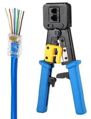Vszerda RJ45 Crimp Tool Pass Through Cat5 Cat5e Cat6 Crimping Tool for RJ45/RJ12 Regular Vszerda RJ45 Crimp Tool Pass Through Cat5 Cat5e Cat6 Crimping Tool for RJ45/RJ12 Regular
