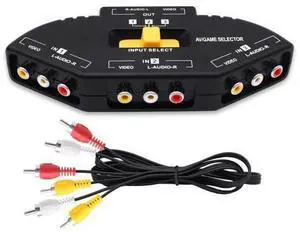 Vszerda RCA AV Audio Video Switcher Splitter 3 Way Audio Video AV RCA Switch Game Selector Box Splitter 3 in 1 Out Composite Converter Switcher with AV Cable for Xbox DVD PS3 HDTV Vszerda RCA AV Audio Video Switcher Splitter 3 Way Audio Video AV RCA Switch Game Selector Box Splitter 3 in 1 Out Composite Converter Switcher with AV Cable for Xbox DVD PS3 HDTV