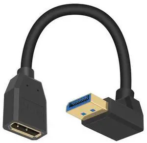 Vszerda DisplayPort 1.4 Cable, 8K DisplayPort Extension Cable, 90 Degree Displayport 1.4 Extender Ultra HD DP to DP Extension Cable, up to 8K/60Hz, 4K/144Hz for Video/Audio, 15cm (Down Angle) Vszerda DisplayPort 1.4 Cable, 8K DisplayPort Extension Cable, 90 Degree Displayport 1.4 Extender Ultra HD DP to DP Extension Cable, up to 8K/60Hz, 4K/144Hz for Video/Audio, 15cm (Down Angle)