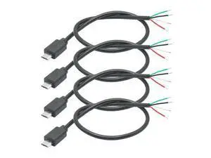 Vszerda 4Pcs Short Micro USB Male 4 Pin Bare Wire 11inch,24AWG USB 5V/2A 4 Pin Pigtail Open End Power and Data Cable,for USB Equipment Installed or Replacement Repair DIY Cable Vszerda 4Pcs Short Micro USB Male 4 Pin Bare Wire 11inch,24AWG USB 5V/2A 4 Pin Pigtail Open End Power and Data Cable,for USB Equipment Installed or Replacement Repair DIY Cable