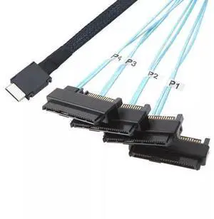 Vszerda OCuLink PCIe SFF-8611 4I to 4X SFF8482 SAS 29P with SATA 15P Power Adapter Cable 100CMN Vszerda OCuLink PCIe SFF-8611 4I to 4X SFF8482 SAS 29P with SATA 15P Power Adapter Cable 100CMN