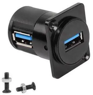 Vszerda USB 3.0 Panel-Mount Connector Socket Female to Female 90 Degree Right Angle Coupler High-Speed 5Gbps Data Transmission D-Type Extension Interface Adapter Vszerda USB 3.0 Panel-Mount Connector Socket Female to Female 90 Degree Right Angle Coupler High-Speed 5Gbps Data Transmission D-Type Extension Interface Adapter