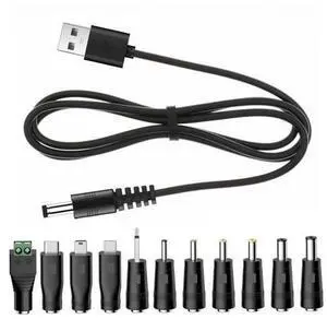 Vszerda Universal Charger Power Core, 5V USB to DC 5.5x2.1mm, Charging Cable with 11 Connectors (Micro-USB, Type-C, Mini USB, 2.5x0.7, 3.0x1.1, 3.5x1.35, 4.0x1.7, 4.8x1.7, 5.5x2.52.5mm), 3.3FT Vszerda Universal Charger Power Core, 5V USB to DC 5.5x2.1mm, Charging Cable with 11 Connectors (Micro-USB, Type-C, Mini USB, 2.5x0.7, 3.0x1.1, 3.5x1.35, 4.0x1.7, 4.8x1.7, 5.5x2.52.5mm), 3.3FT