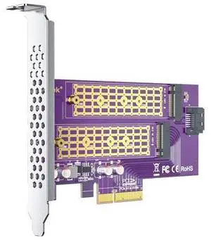 Vszerda Dual-Port M.2 PCIe 3.0 x4 Adapter (M+B Key) | NVMe/AHCI/SATA SSD Support | 2230-2280 Sizing | Backward Compatible with PCIe 1.0/2.0 Vszerda Dual-Port M.2 PCIe 3.0 x4 Adapter (M+B Key) | NVMe/AHCI/SATA SSD Support | 2230-2280 Sizing | Backward Compatible with PCIe 1.0/2.0