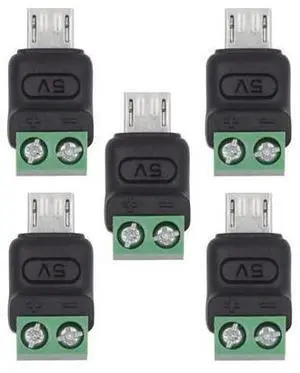 Vszerda 5pcs/Set Micro USB 5Pin Male to 2Pin Terminal Fast Charge Adapter DIY OEM Repair Solderless Connector DC 5V USB2.0 Power Vszerda 5pcs/Set Micro USB 5Pin Male to 2Pin Terminal Fast Charge Adapter DIY OEM Repair Solderless Connector DC 5V USB2.0 Power