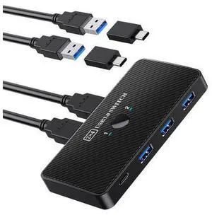 Vszerda USB 3.0 Switch USB Switch 2 Computers Share 3*USB 3.0 and 1*USB C Peripherals for PC Printer, Scanner Mouse Keyboard USB KVM Switch Compatible with Windows, Mac, Linux Vszerda USB 3.0 Switch USB Switch 2 Computers Share 3*USB 3.0 and 1*USB C Peripherals for PC Printer, Scanner Mouse Keyboard USB KVM Switch Compatible with Windows, Mac, Linux