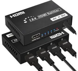 Vszerda HDMI Splitter 1 in 4 Out, 4 Ports HDMI Splitter 4K@30Hz with Power Adapter, Support EDID 3D HD Distributor for PS4 Xbox Fire Stick HDTV Vszerda HDMI Splitter 1 in 4 Out, 4 Ports HDMI Splitter 4K@30Hz with Power Adapter, Support EDID 3D HD Distributor for PS4 Xbox Fire Stick HDTV