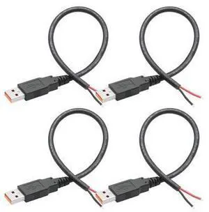 Vszerda 4Pcs USB A Male to 2 Pin Bare Wire 11inch, 18AWG 5V/6A 2 Pin Pigtail Open End Power Cord, for USB Equipment Installed or Replace Repair DIY Cable Vszerda 4Pcs USB A Male to 2 Pin Bare Wire 11inch, 18AWG 5V/6A 2 Pin Pigtail Open End Power Cord, for USB Equipment Installed or Replace Repair DIY Cable