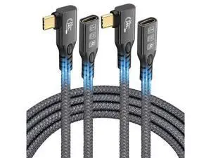 Vszerda 90 Degree USB C 3.2 Extension Cable, 2 x USB 3.2 Gen2 Type-C Male to Female Extender Cable Ultra 4K@60Hz 240W Charging 20Gbps Data Transfer with SSD (2, 2 x 90 Degree Extension 20G 240W 1M) Vszerda 90 Degree USB C 3.2 Extension Cable, 2 x USB 3.2 Gen2 Type-C Male to Female Extender Cable Ultra 4K@60Hz 240W Charging 20Gbps Data Transfer with SSD (2, 2 x 90 Degree Extension 20G 240W 1M)