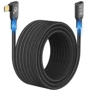 Vszerda 90 Degree USB C 3.2 Extension Cable 20Gbps, USBC 3.2 Gen2 Typec Male to Female Extender Cable Ultra 4K@60Hz 240W Charging 20Gbps Data Transfer with SSD eGPU (90 Degree Extension 20G 240W-5M) Vszerda 90 Degree USB C 3.2 Extension Cable 20Gbps, USBC 3.2 Gen2 Typec Male to Female Extender Cable Ultra 4K@60Hz 240W Charging 20Gbps Data Transfer with SSD eGPU (90 Degree Extension 20G 240W-5M)